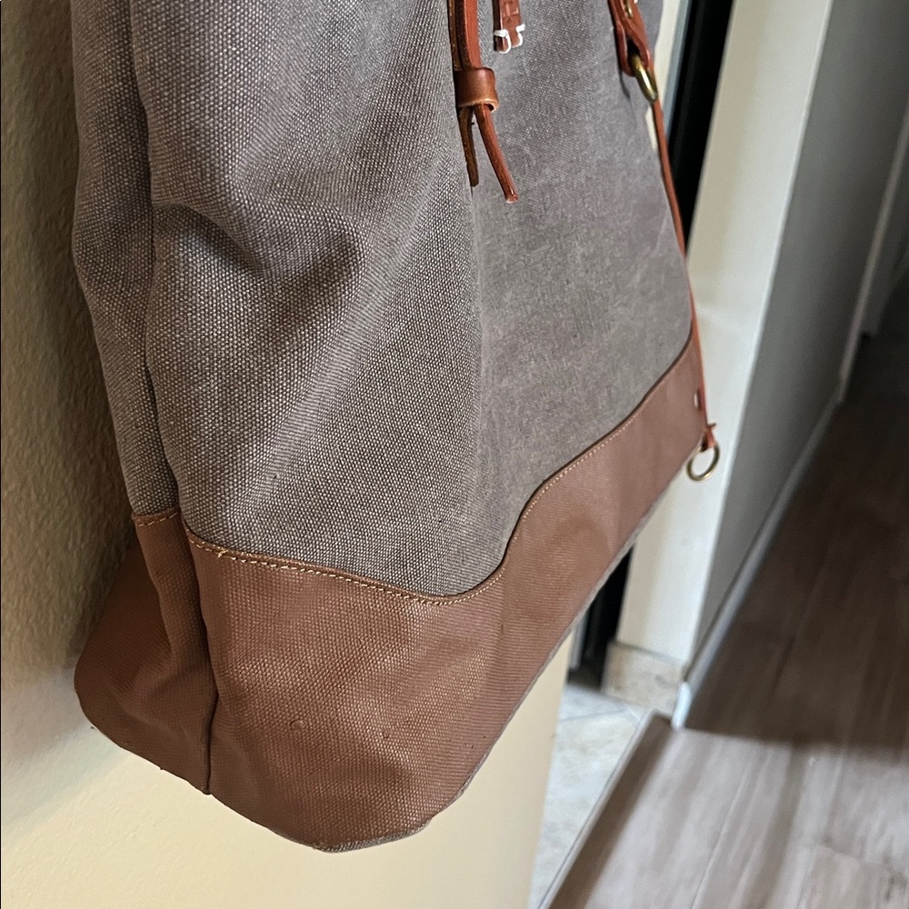 TSD Brand Redwood Shopper Tote Gray Canvas & Leather - Picture 5 of 8